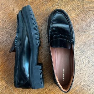 reformation agatha black leather loafers